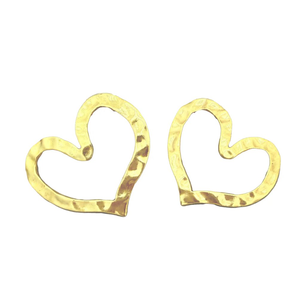 Oscar De La Renta Hammered Goldtone Heart Silhouette Post Earrings 15 X 2 193$